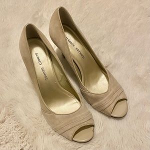 Neutral suede heels